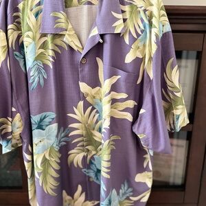 Tommy Bahama Purple Tropical Leaf Print Shirt